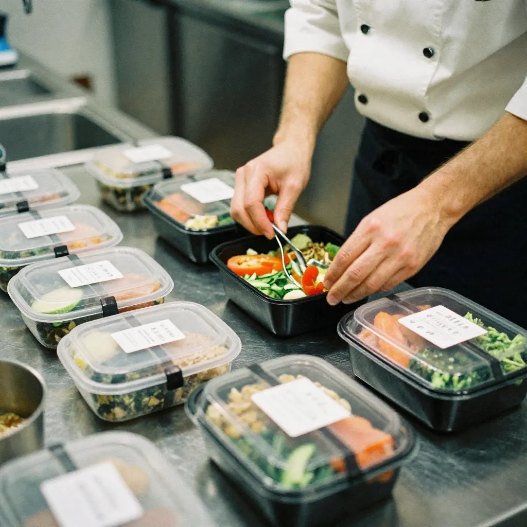 Chef arranging weekly meal preparation